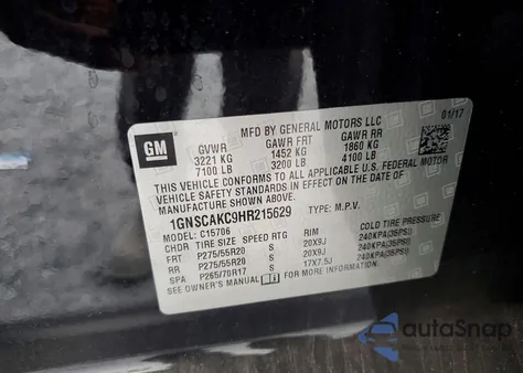 2017 Chevrolet Tahoe C1500 Ls from USA, damaged, VIN 1GNSCAKC9HR215629